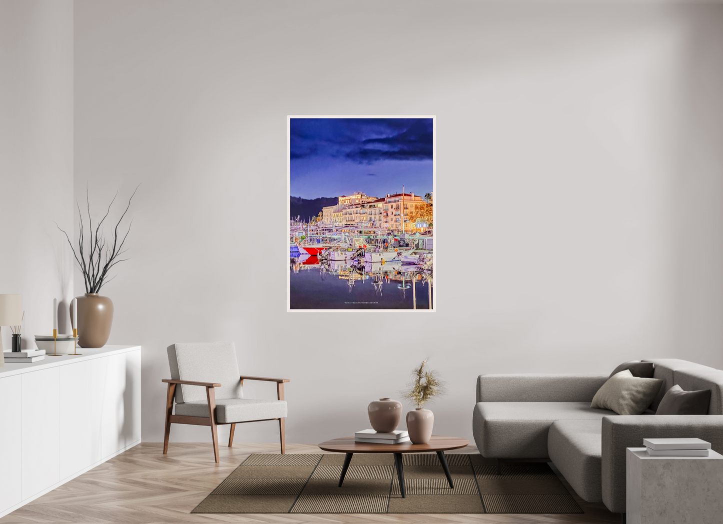 105 x 140 cm, Cadre galerie grand format Notturna al porto vecchio