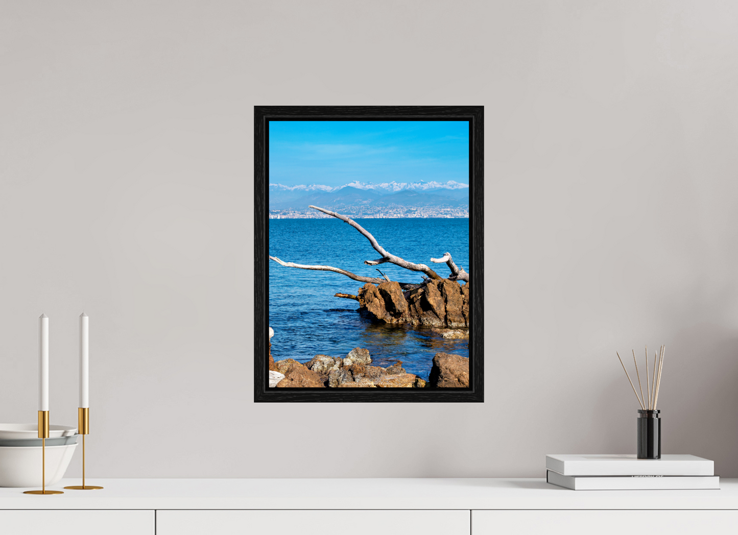 30 x 40 cm, Floater Frame Mare e montagne innevate
