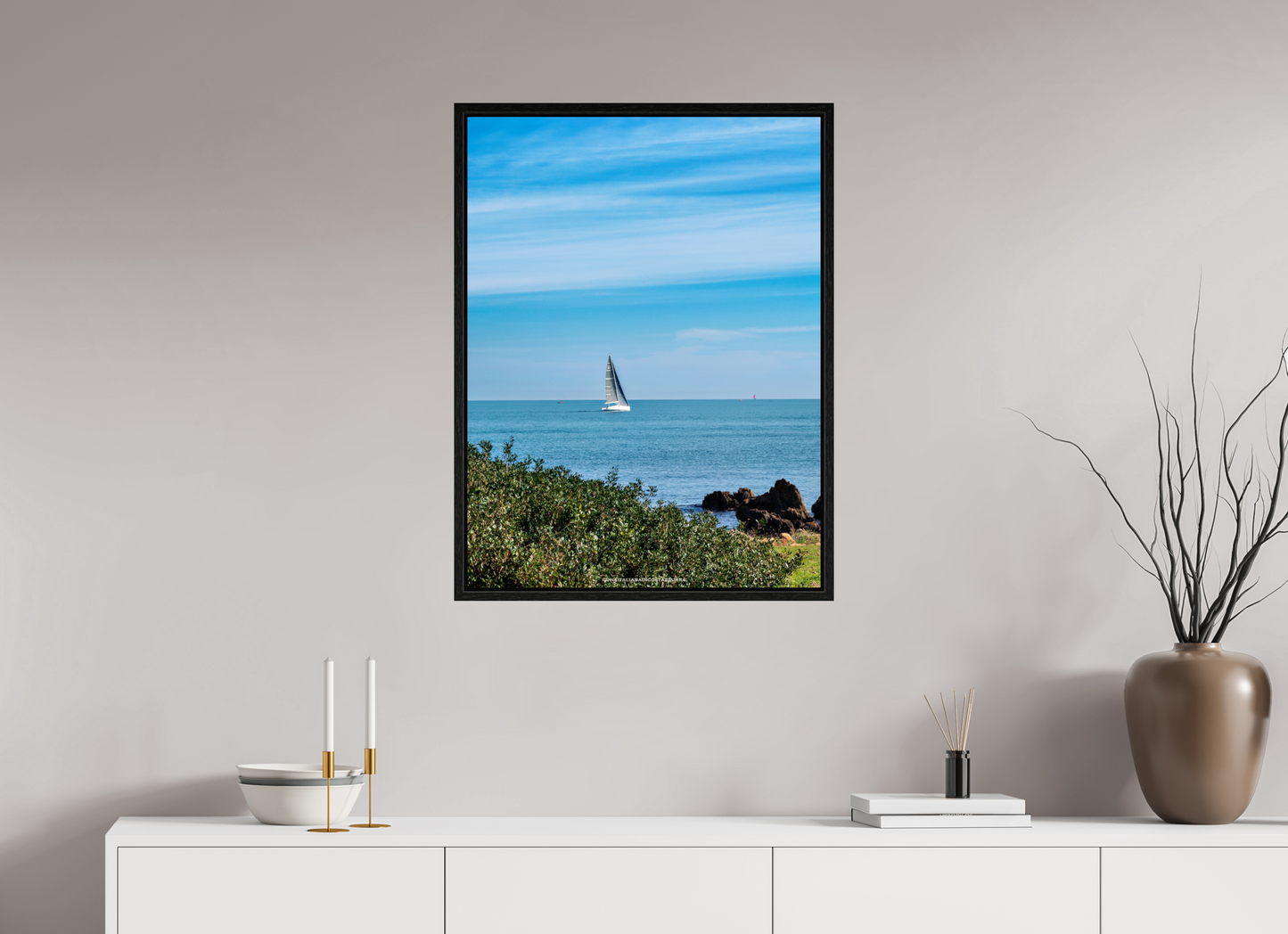 60 x 80 cm, Floater Frame Vela sul Capo di Antibes