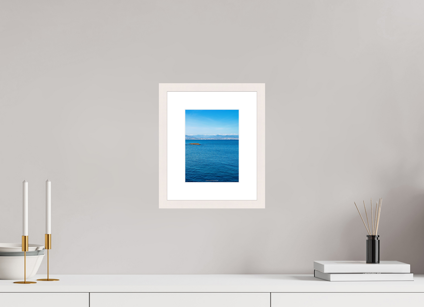 15 x 20 cm, Photo encadré bois érable blanc 20mm Montagne innevate