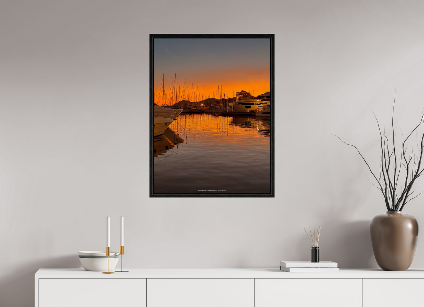 60 x 80 cm, Floater Frame Tramonto al porto vecchio