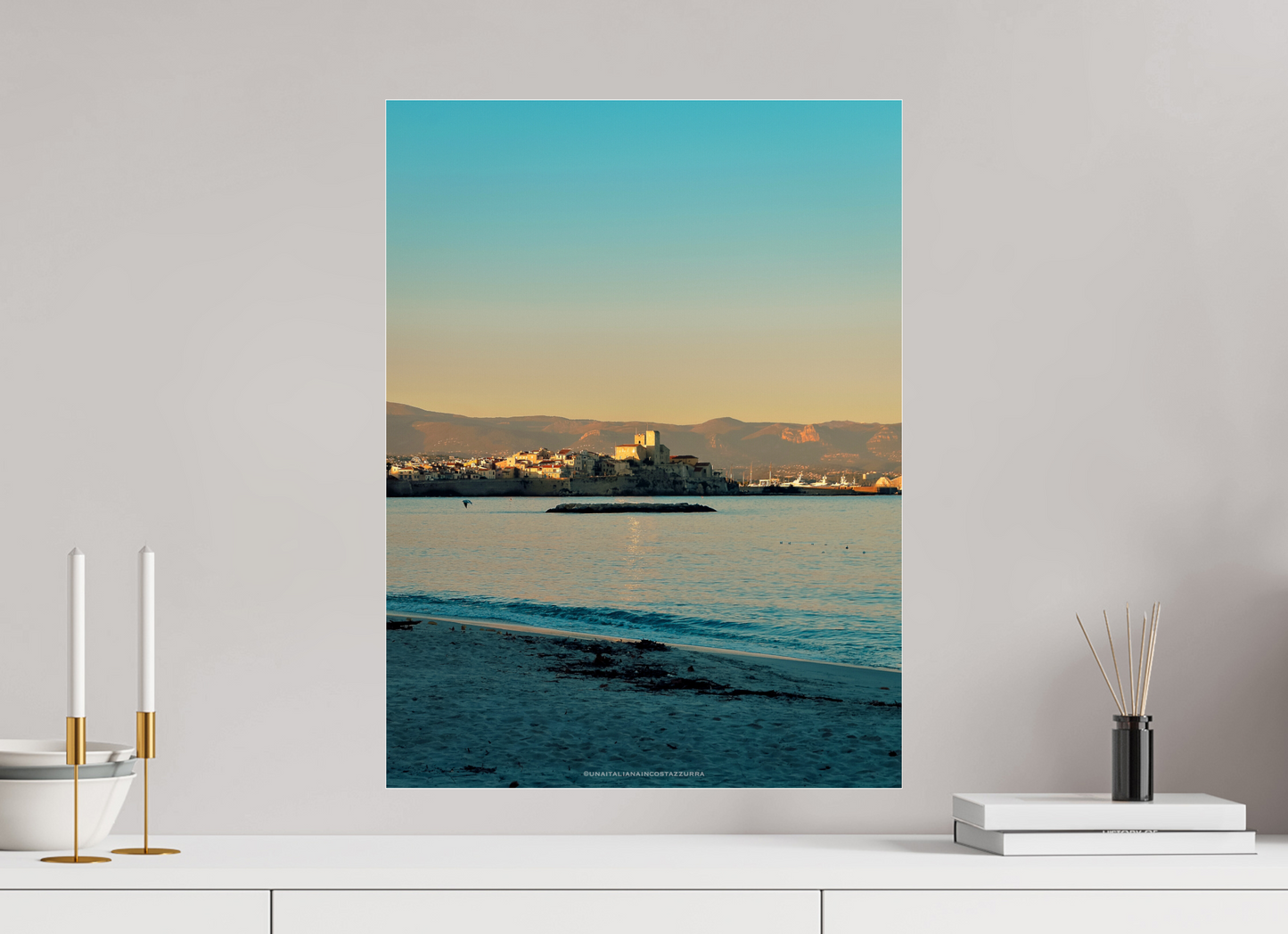 45 x 60 cm, Photo Print Under Acrylic Glass Antibes al tramonto