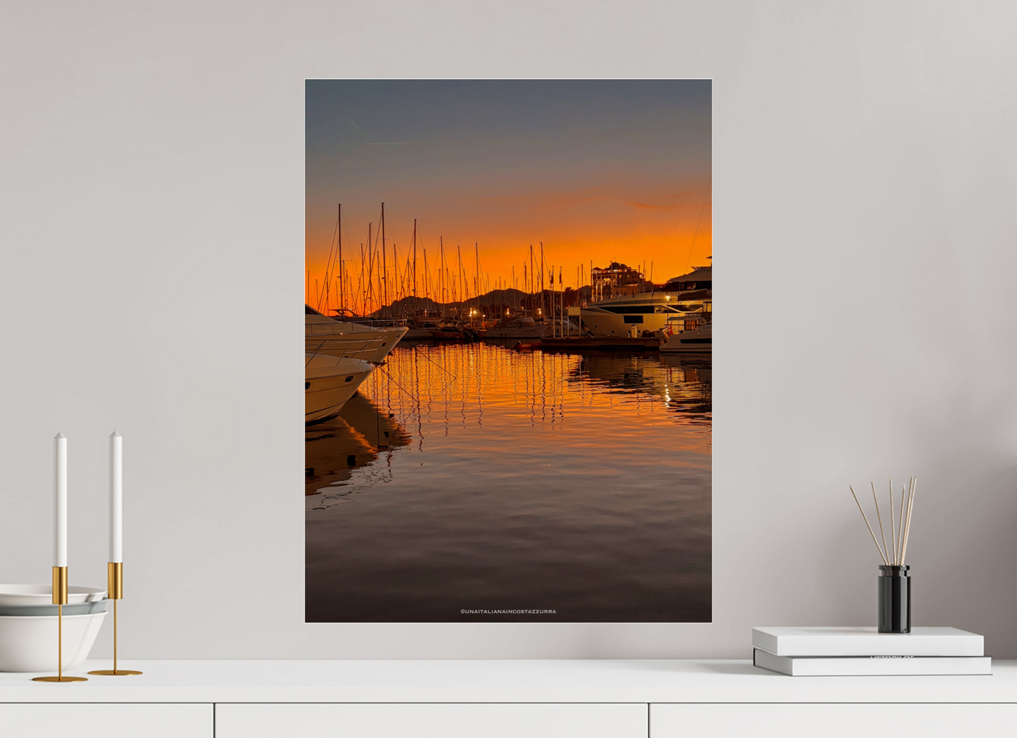 45 x 60 cm, Photo Print Under Acrylic Glass Tramonto al porto vecchio