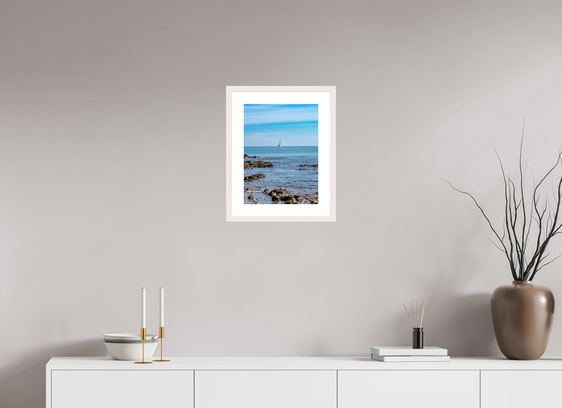 30 x 40 cm, Photo encadré bois érable blanc 20mm Vela 2 sul Capo di Antibes