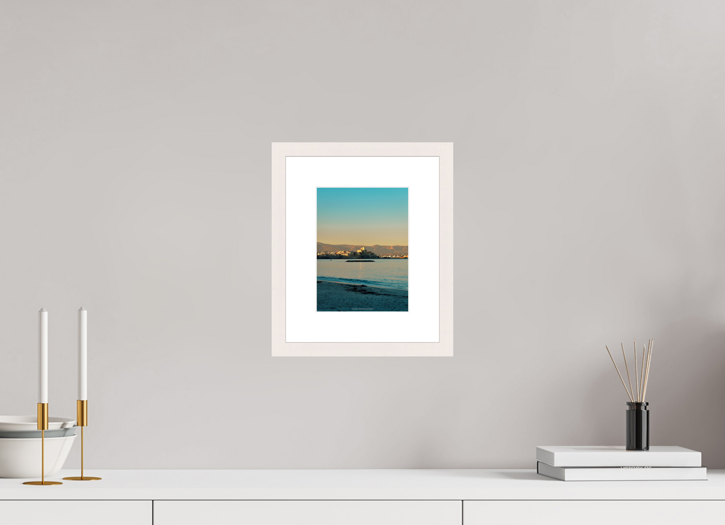 15 x 20 cm, Photo encadré bois érable blanc 20mm Antibes al tramonto