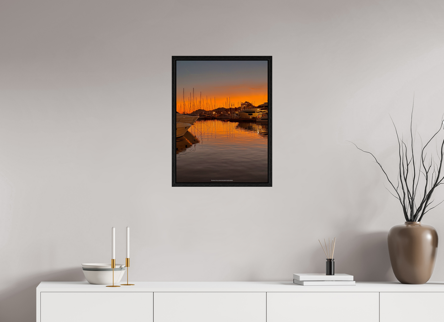 45 x 60 cm, Floater Frame Tramonto al porto vecchio