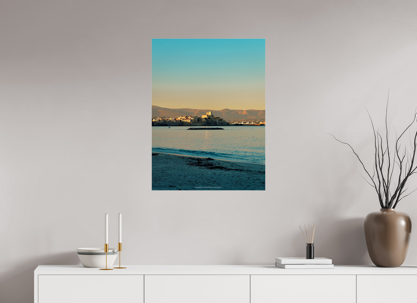 60 x 80 cm, Photo Print Under Acrylic Glass Antibes al tramonto