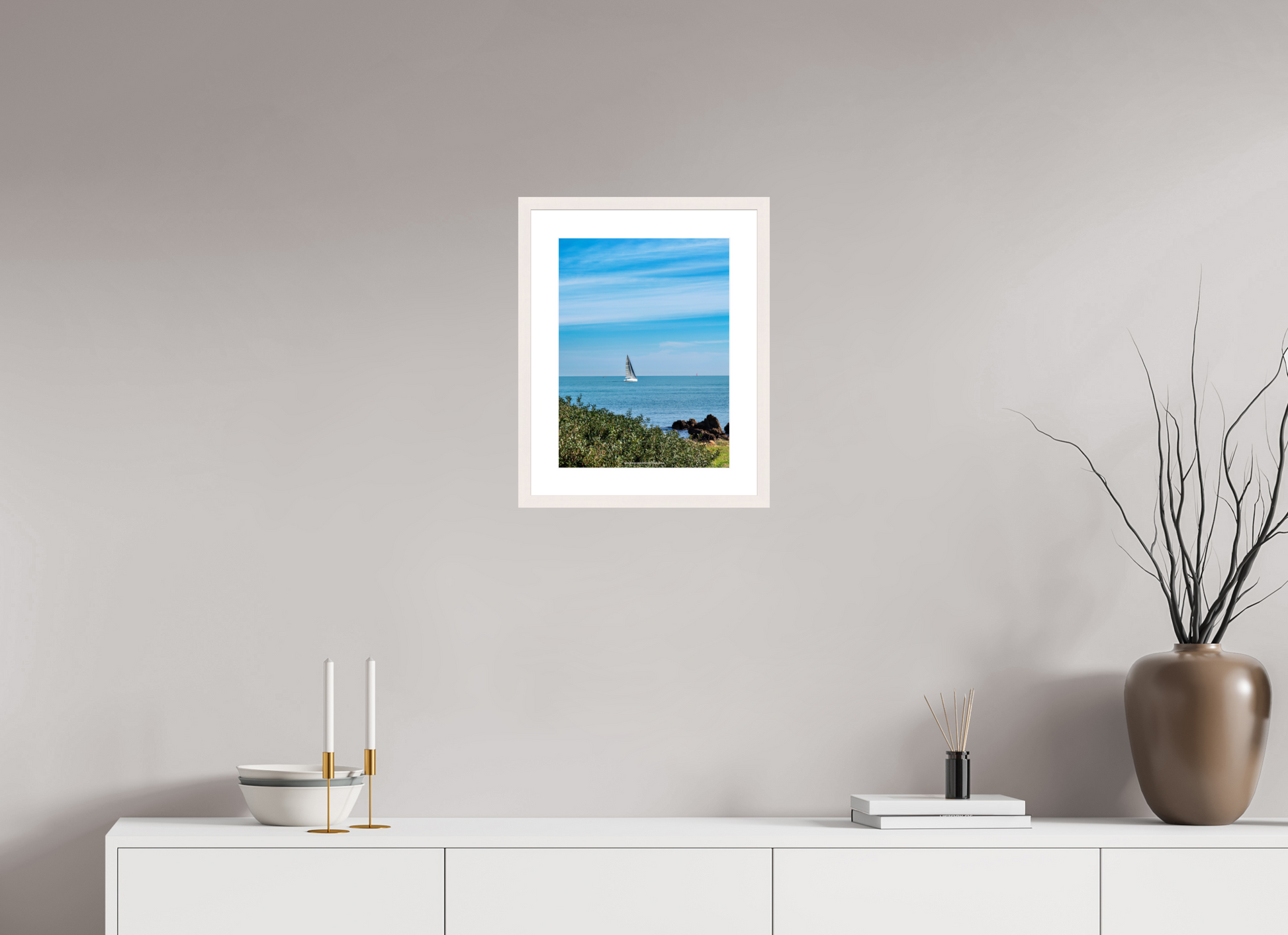 30 x 40 cm, Photo encadré bois érable blanc 20mm Vela sul Capo di Antibes