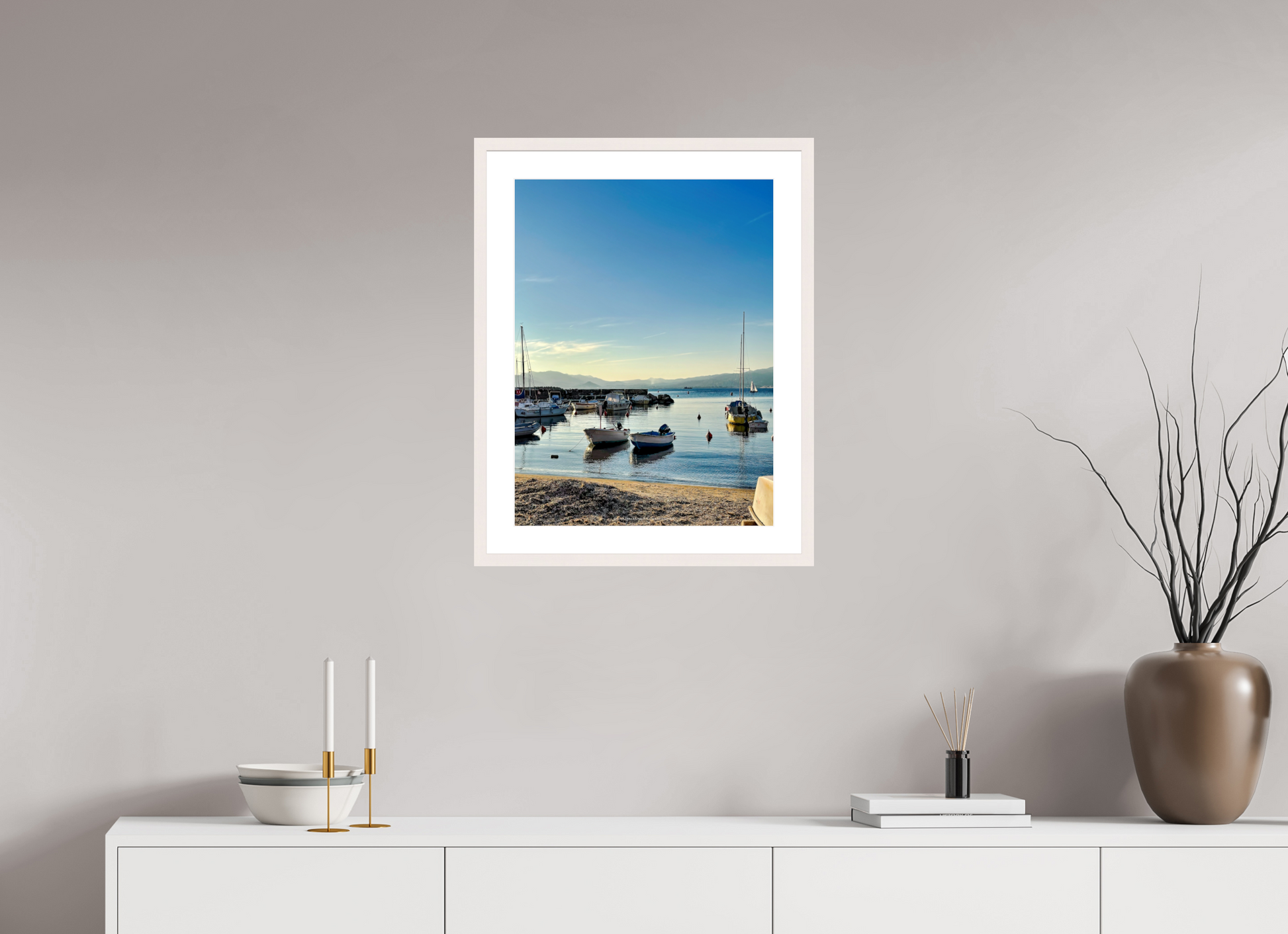 45 x 60 cm, Photo encadré bois érable blanc 20mm Piccolo porticciolo Cannes