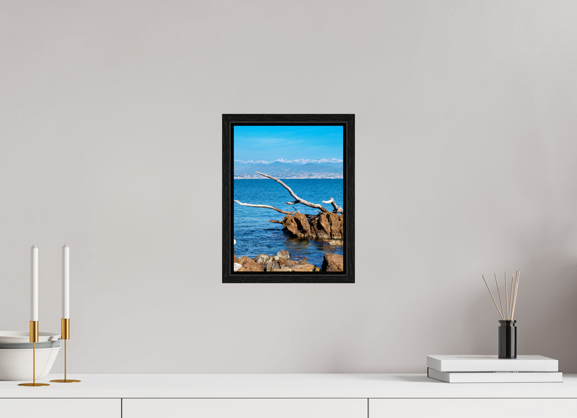 21 x 28 cm, Floater Frame Mare e montagne innevate