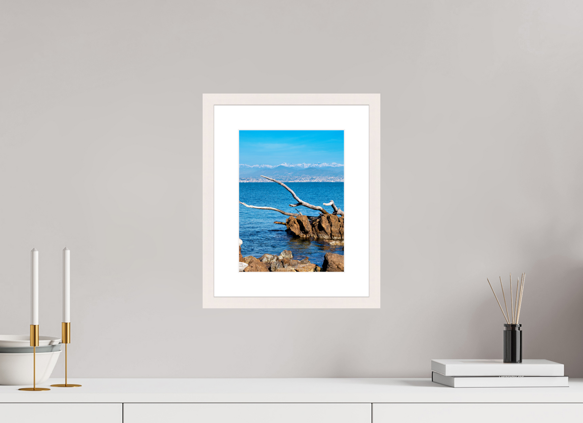 21 x 28 cm, Photo encadré bois érable blanc 20mm Mare e montagne innevate