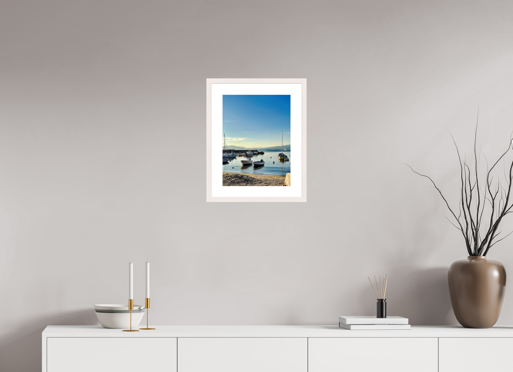 30 x 40 cm, Photo encadré bois érable blanc 20mm Piccolo porticciolo Cannes
