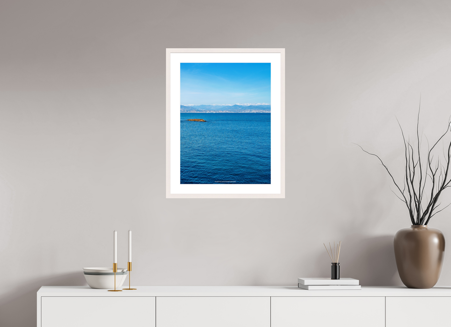 45 x 60 cm, Photo encadré bois érable blanc 20mm Montagne innevate