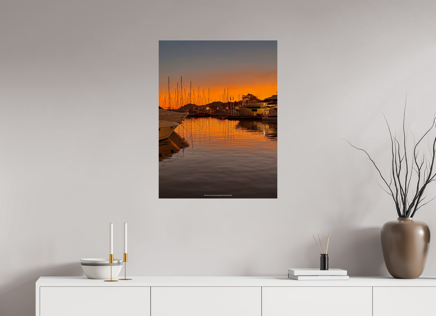 60 x 80 cm, Photo Print Under Acrylic Glass Tramonto al porto vecchio